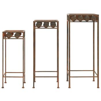 Juego De Soportes De Planta 3 Pzas Estilo Vintage Metal Oxidado Vidaxl