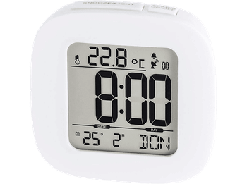 Despertador - Hama RC 45, LCD, 2 pilas, 12/24h, Alarma de velocidad, Blanco