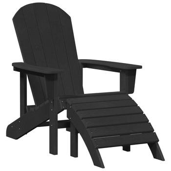 Silla Adirondack Con Reposapiés Negro Hdpe Cfw939467