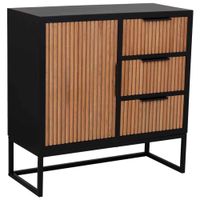 aparador 1 puerta y 3 cajones de madera y metal 80x34x80h cm