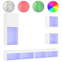 muebles de tv de pared con led 5 pzas madera ingenieria blanco vidaxl