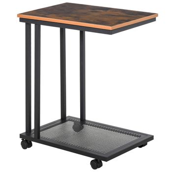 Mesa lateral 51x36x65 cm negro y madera