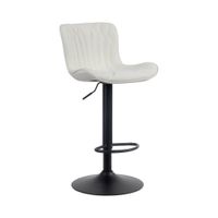 taburete de bar regulable y giratorio en tela crema