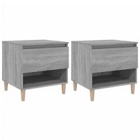 pack 2 uds mesitas de noche  mesa auxiliar  mesilla contrachapada gris sonoma 50x46x50 cm