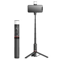 tripode portatil de palo de selfie telescopico inalambrico bluetooth para telefono q12s con luz de relleno cardan de te
