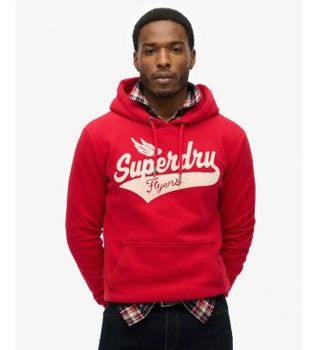 Superdry para hombre. M2014352A Sudadera con capucha Flyers Script rojo (M), Casual, Algodón