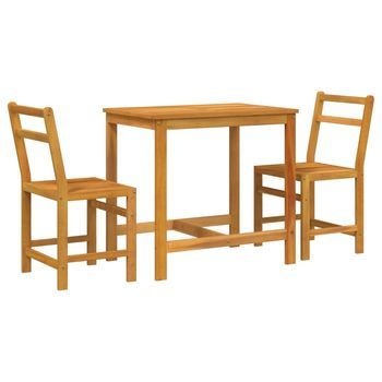 Juego De Balcón 3 Uds | Conjunto Mueble Jardin Mesa Y Sillas Madera Maciza De Acacia
