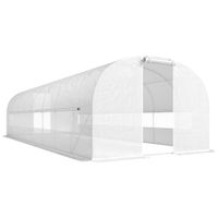 outsunny invernadero tunel de jardin 24 m invernadero tunel con estructura de acero galvanizado puertas y 2 grandes ventanas blanco   aosom espana