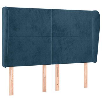 Cabecero Con Orejas De Terciopelo Azul Oscuro 147x23x118/128 Cm Vidaxl