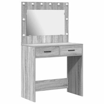 Mesa Tocador | Mesa De Maquillaje Con Luces De Espejo Gris Sonoma 78,5 X 41 X 135 Cm