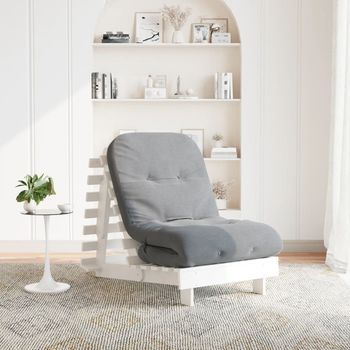 Futón Sofá Cama | Sofá Convertible Con Colchón Madera Maciza Blanco 70x206x11 Cm Cfw229221
