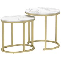 conjunto blanco de mesas de centro de mdf apilables 60x36x435 cm