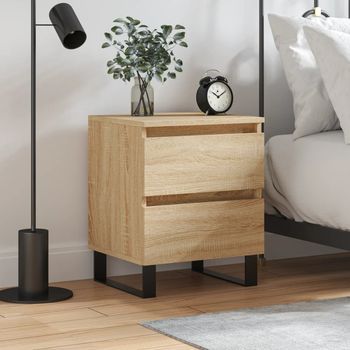 Mesita De Noche - Mueble De Dormitorio - Madera De Ingeniería - Roble Sonoma (40x35x50cm)