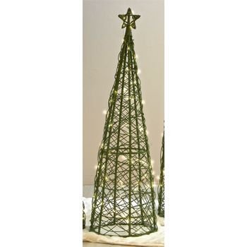 Arbol De Navidad Conico Verde Con Led A Pilas 39dx130 Cms