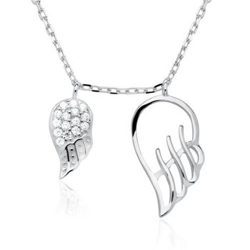 Cadena alas de ángel de plata 925 con circonita