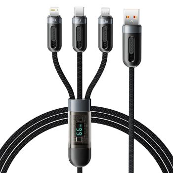 Toocki TQ-X62 6A 66W USB-A a Type-C/Micro/iP Cable con pantalla digital,carga rápida,transmisión de datos,núcleo de cobr