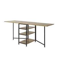 mesa plegable con 3 estantes madera color natural