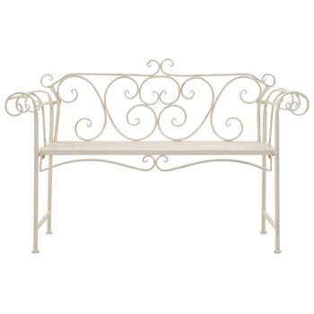 Banco De Jardín | Silla De Jardín Metal Blanco Envejecido 132 Cm
