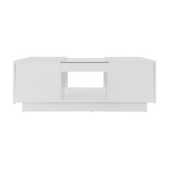 Mesa De Centro Con Led - 2 Cajones Y 1 Compartimento Abierto - Blanco