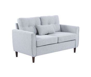 Homcom sofá de 2 plazas, tapizado en lino, sofá de salón moderno con reposabrazos, patas de madera, cojín decorativo con funda lavable, para dormitorio, oficina, 140x78x83 cm, gris claro