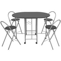 conjunto comedor jardin plegable 5 uds  mueble jardin mesa y sillas mdf negro