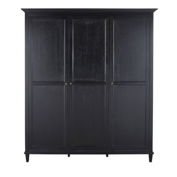 Armario de 3 puertas de pino y MDF negro mate