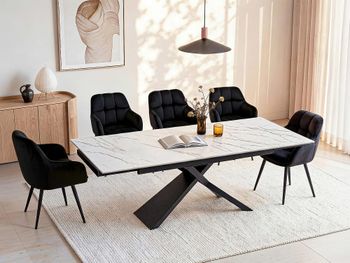 Mesa de comedor cristal negro, blanco