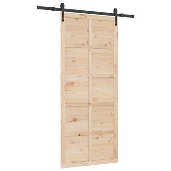 Puerta Corredera Natural 80 X 208 Cm Madera De Pino Maciza Vidaxl