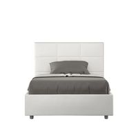 cama doble sin somier acolchada 140x210 cuero sintetico blanco mika