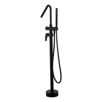 Grifo De Banera Y Ducha Negro Mate En Latón Y Zama Con Cartucho Cerámico Y Tubo Pvc