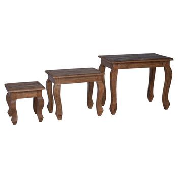 Mesa Nido 3 Piezas Marrón Madera Maciza De Caoba