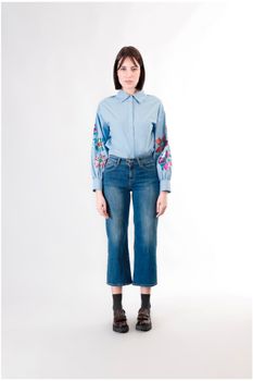 vaqueros culotte denim medium blue 30