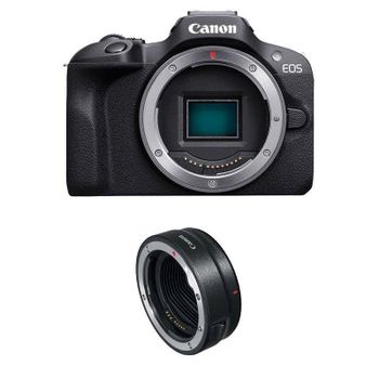 Cámara Mirrorless Canon EOS R100 24.1MP4K UHD Sensor APS-C WiFi BT + Anillo EF-EOS R