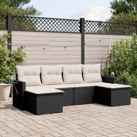 conjunto de sofas de jardin 6 uds  mueble jardin mesa y sillas y cojines ratan sintetico negro cfw887914