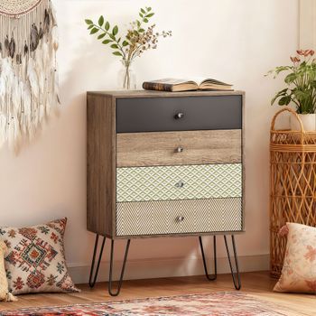 Cómoda De Melamina De Madera Homcom 60x39x86 Cm Multicolor