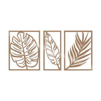 Decoración Pared De Metal Hoja 2 Cobre 80x38 Cm