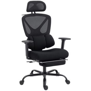 Silla de oficina ergonómica HOMCOM, soporte lumbar adaptable, 73x75x120–128 cm, negro