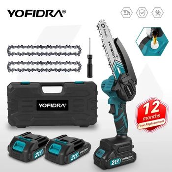YOFIDRA-motosierra eléctrica inalámbrica de 6 pulgadas, engrasador para jardín, corte de madera, sierra de poda, herramienta eléctrica para Pin de batería Makita de 21V