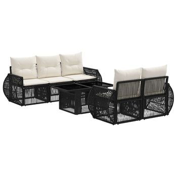 Conjunto De Sofás De Jardín 6 Uds. Negro Y Blanco Crema Vidaxl