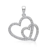 colgante de plata engastado con circonitas dos corazones