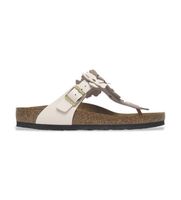 birkenstock para mujer 1029304 sandalias de piel gizeh flower embellishment ajuste estrecho rosa claro 37 plano hebilla casual
