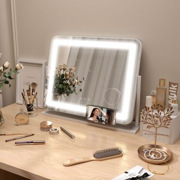 Espejo De Tocador De Vidrio Metal Homcom 62,5x14x49,5 Cm Blanco