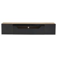 mueble tv flotante con iluminacion led 180  37  36 cm negro y madera natural