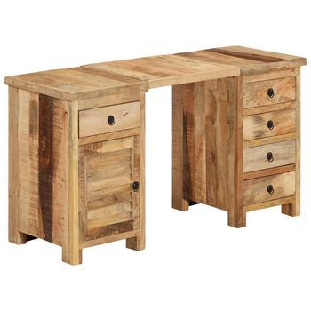 Escritorio Con Pedestal Madera Maciza De Mango 140x50x77 Cm Vidaxl
