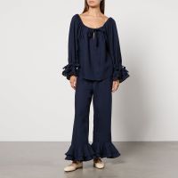 sleeper cha-cha ruffled linen lounge set - xs