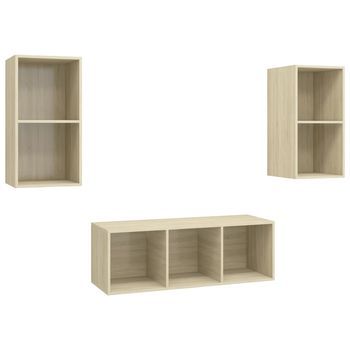 Juego De 3 Uds Muebles Tv | Mueble De Salón | Armario Tv Madera Ingeniería Roble Sonoma