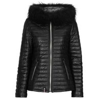 oakwood abrigo de plumas mandy raccoon fur para mujer