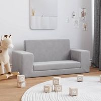 sofa cama de ninos 2 plazas  sofa de salon  sofa de descanso felpa suave gris claro cfw97027