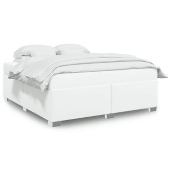Cama De Matrimonio | Cama De Adulto | Estructura De Cama Sin Colchón Cuero Sintético Blanco 180x200cm