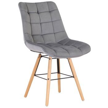 Silla De Comedor Leni En Terciopelo Gris 60x46x82 Cm Clp